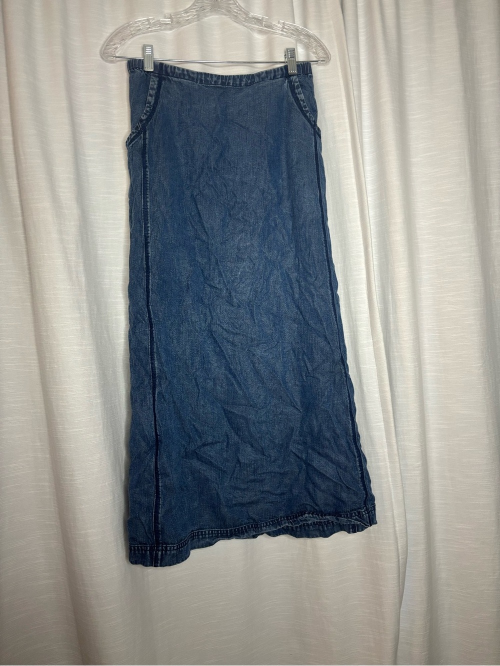 Classic Blue Denim Maxi Skirt - Casual A-Line